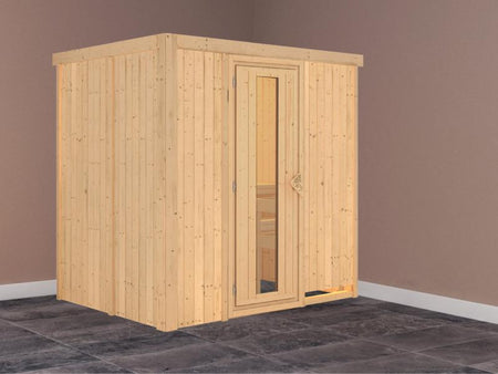 Fanja - Karibu Sauna Plug & Play ohne Ofen - ohne Dachkranz - Energiespartür