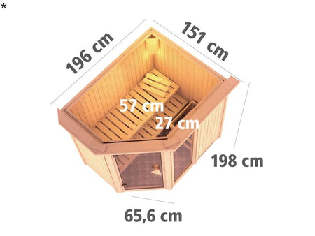 Fiona 1 - Karibu Sauna inkl. 9-kW-Ofen - ohne Dachkranz -