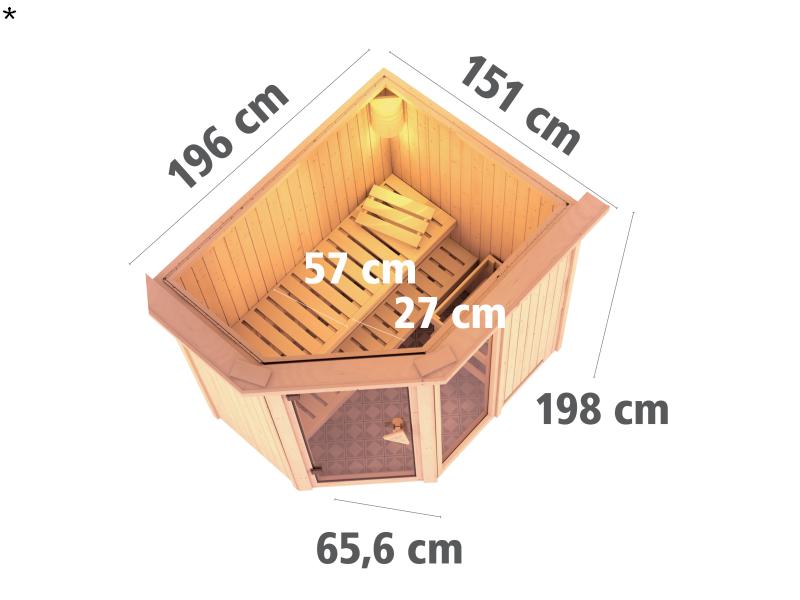 Fiona 1 - Karibu Sauna inkl. 9-kW-Ofen - ohne Dachkranz -