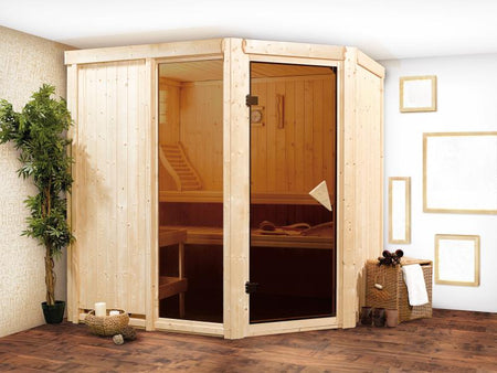 Fiona 2 - Karibu Sauna inkl. 9-kW-Ofen - ohne Dachkranz -