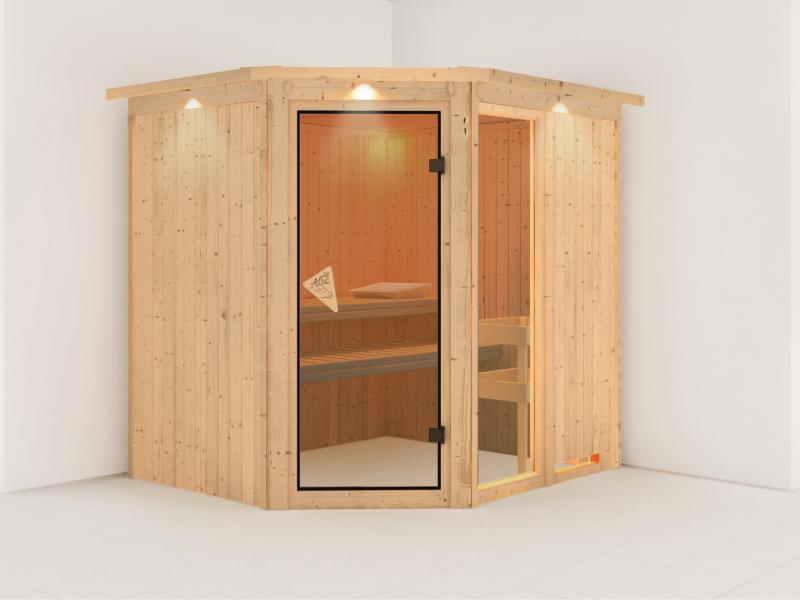 Fiona 2 - Karibu Sauna ohne Ofen - mit Dachkranz -