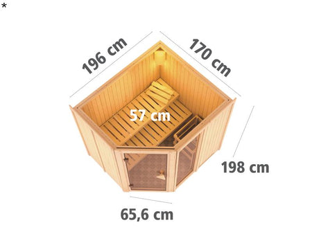 Fiona 2 - Karibu Sauna ohne Ofen - ohne Dachkranz -