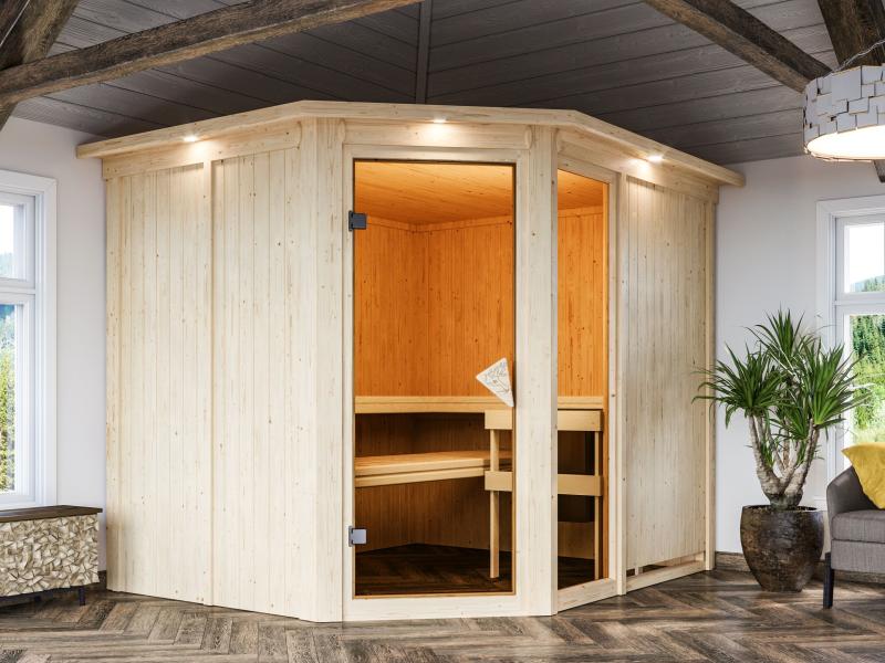 Fiona 3 - Karibu Sauna ohne Ofen - mit Dachkranz -