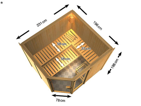 Fiona 3 - Karibu Sauna ohne Ofen - ohne Dachkranz -