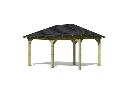 Karibu 4-Eck Pavillon Eco Perida Sparset inkl. Schindeln