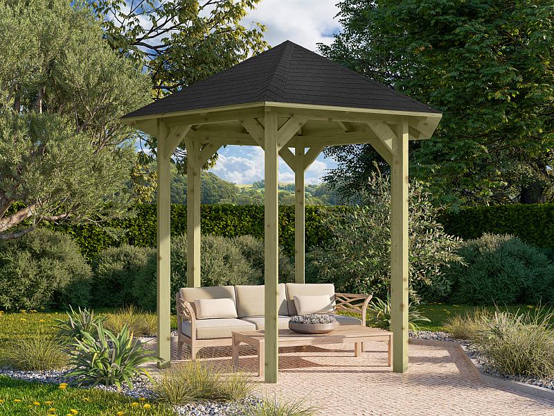 Karibu 6-Eck Pavillon Eco Lissabon Sparset inkl. Schindeln