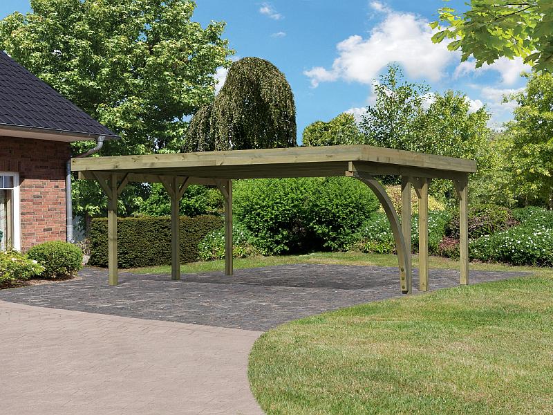 Karibu Carport Classic Doppel 1 mit 1 Einfahrtsbogen kdi