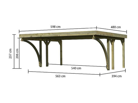 Karibu Carport Classic Doppel 1 mit 2 Einfahrtsbögen kdi