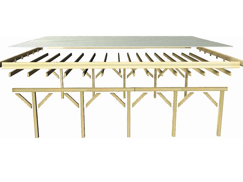 Karibu Carport Classic Doppel 1 ohne Einfahrtsbogen kdi