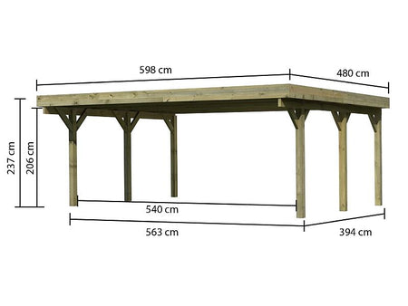 Karibu Carport Classic Doppel 1 ohne Einfahrtsbogen kdi