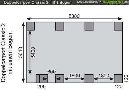 Karibu Carport Classic Doppel 2 mit 1 Einfahrtsbogen kdi