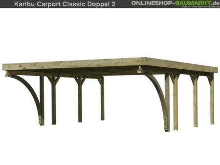 Karibu Carport Classic Doppel 2 mit 2 Einfahrtsbögen kdi