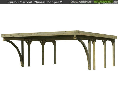 Karibu Carport Classic Doppel 2 mit 2 Einfahrtsbögen kdi