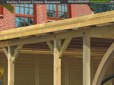 Karibu Carport Classic Doppel 2 mit 2 Einfahrtsbögen kdi