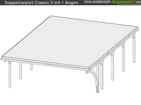 Karibu Carport Classic Doppel 3 mit 1 Einfahrtsbogen kdi