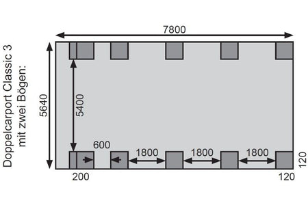 Karibu Carport Classic Doppel 3 mit 2 Einfahrtsbogen kdi