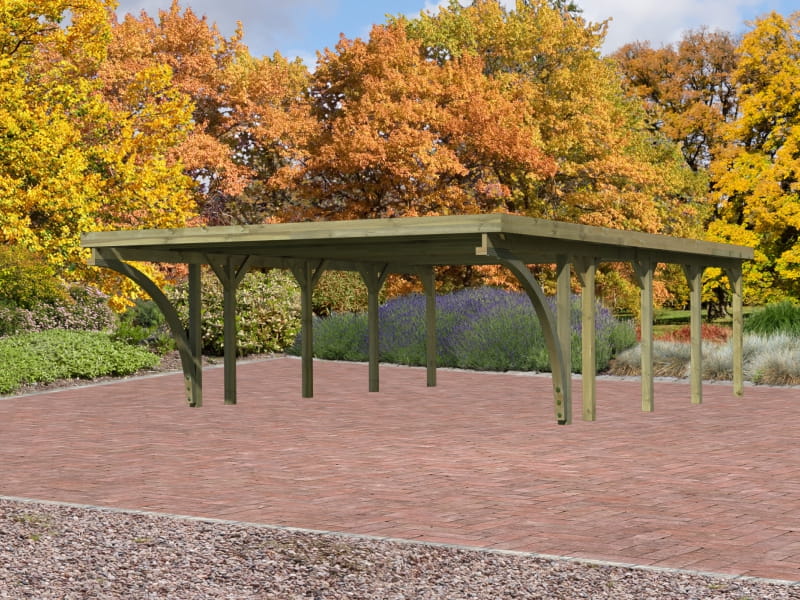 Karibu Carport Classic Doppel 3 mit 2 Einfahrtsbögen kdi