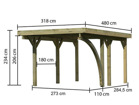 Karibu Carport Classic Einzel 1 mit 1 Einfahrtsbogen kdi