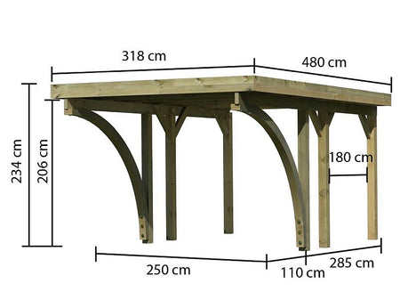 Karibu Carport Classic Einzel 1 mit 2 Einfahrtsbögen kdi