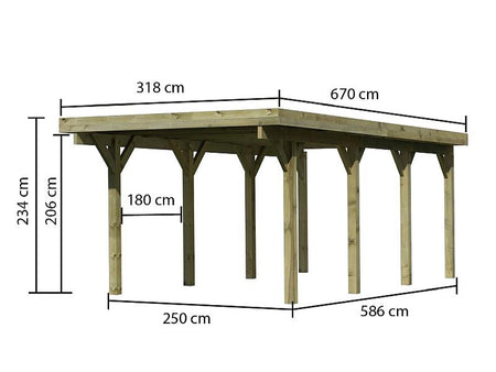 Karibu Carport Classic Einzel 2 ohne Einfahrtsbogen kdi