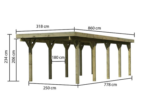 Karibu Carport Classic Einzel 3 ohne Einfahrtsbogen kdi