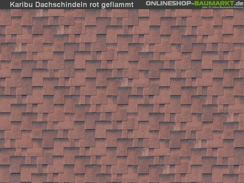 Karibu Dachschindeln Asymetrisch rot geflammt 13 Pakete