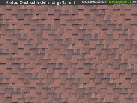 Karibu Dachschindeln Asymetrisch rot geflammt 1 Paket