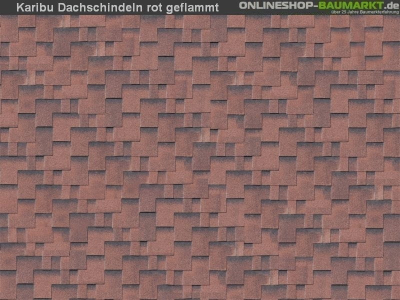 Karibu Dachschindeln Asymetrisch rot geflammt 3 Pakete