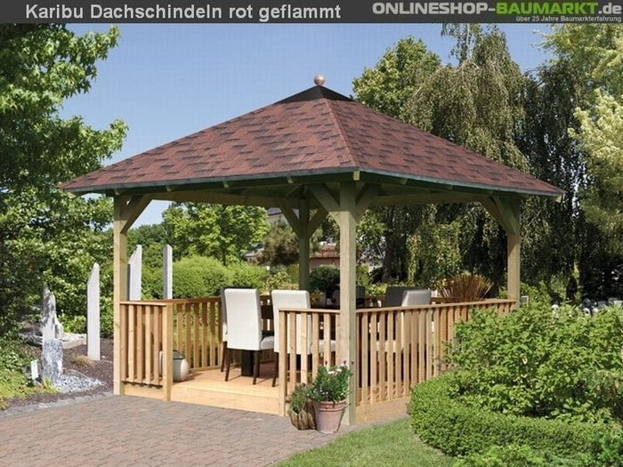 Karibu Dachschindeln Asymetrisch rot geflammt 3  Pakete