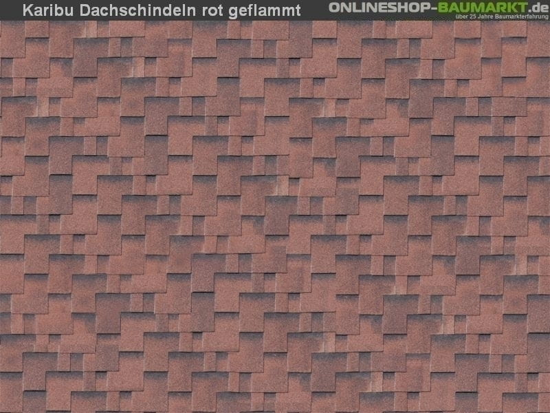 Karibu Dachschindeln Asymetrisch rot geflammt 5 Pakete