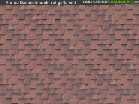Karibu Dachschindeln Asymetrisch rot geflammt 7 Pakete
