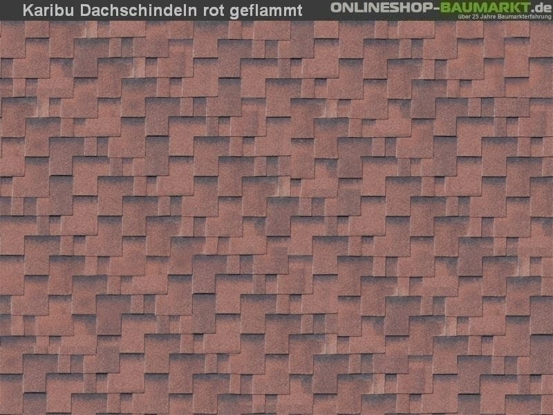 Karibu Dachschindeln Asymetrisch rot geflammt 14 Pakete