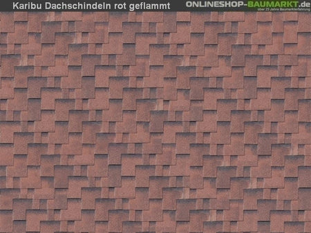 Karibu Dachschindeln Asymetrisch rot geflammt 15 Pakete