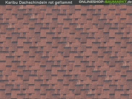 Karibu Dachschindeln Asymetrisch rot geflammt 19 Pakete
