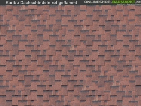 Karibu Dachschindeln Asymetrisch rot geflammt 20 Pakete