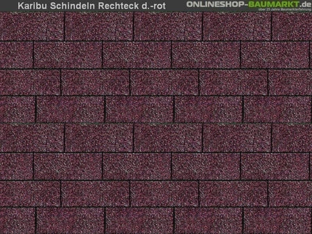 Karibu Dachschindeln Rechteck dunkelrot 5 Pakete