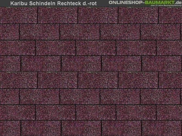 Karibu Dachschindeln Rechteck dunkelrot 9 Pakete