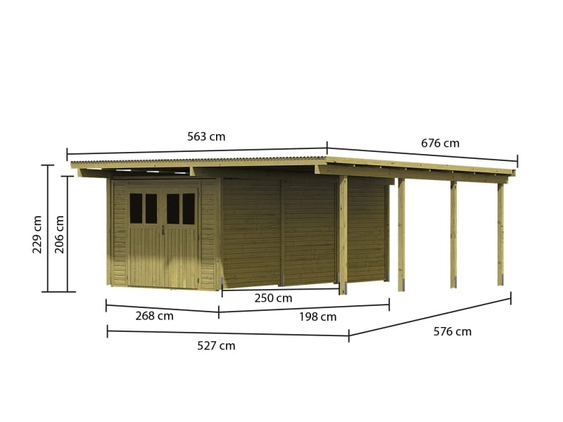 Karibu Doppelcarport ECO mit integriertem Abstellraum 3