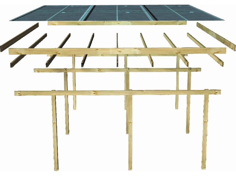 Karibu Doppelcarport ECO mit integriertem Abstellraum 2 und Wände