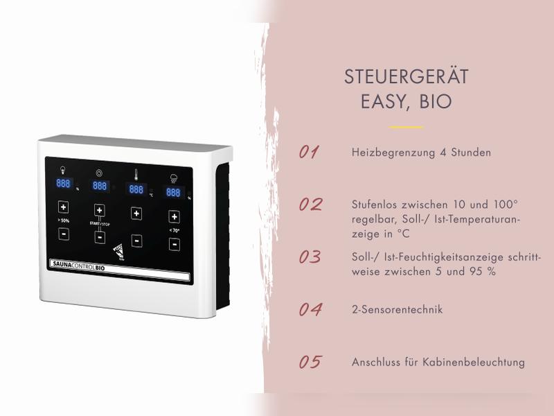 Karibu Fasssauna 1, 38 mm-  inkl. 9 kW Bioofen externe Steuerung