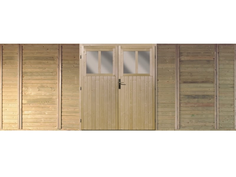 Karibu Frontwand mit Doppeltür für Doppelcarport