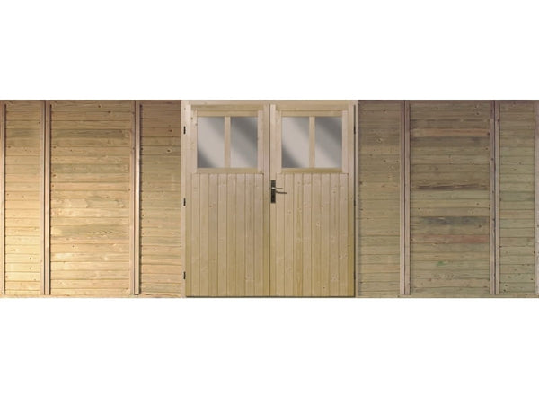 Karibu Frontwand mit Doppeltür für Doppelcarport