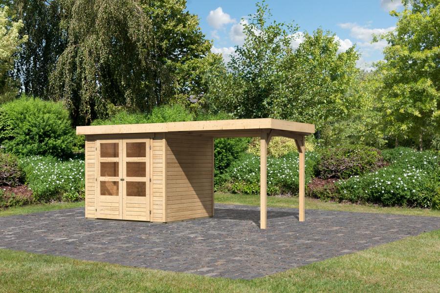 Karibu Gartenhaus Askola 2 mit Anbaudach 2,25 Meter