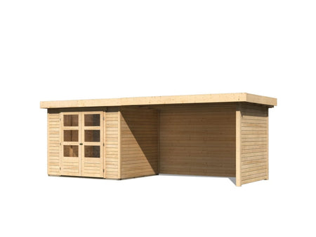 Karibu Gartenhaus Askola 3 mit Anbaudach 2,75 Meter, Seiten- und Rückwand