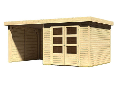Karibu Gartenhaus Askola 3,5 mit Anbaudach 2,25 Meter, Seiten- und Rückwand
