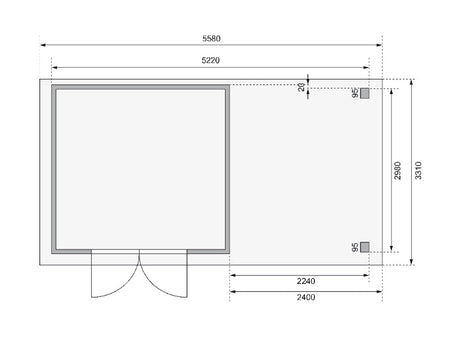 Karibu Gartenhaus Askola 6 mit Anbaudach 2,25 Meter