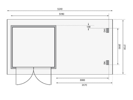 Karibu Gartenhaus Bastrup 2 mit Anbaudach 3 Meter inkl. Rückwand natur