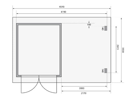 Karibu Gartenhaus Bastrup 4 mit Anbaudach 2 Meter, Rück- und Seitenwand