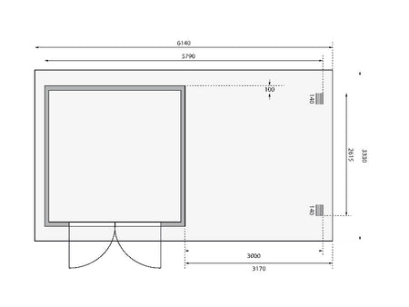Karibu Gartenhaus Bastrup 5 mit Anbaudach 3 Meter inkl. Rückwand