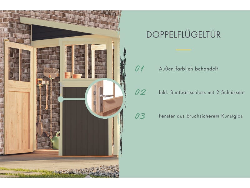 Karibu Gartenhaus Bomlitz 2 terragrau 19 mm
